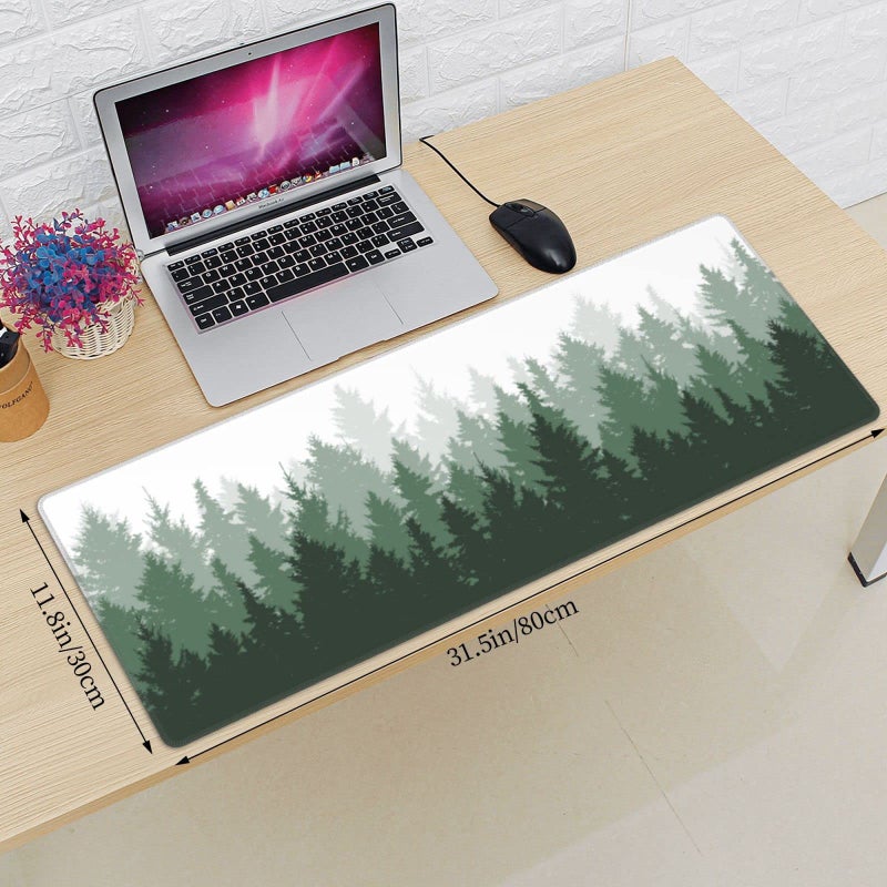 Yilad Green Tree Forest Gaming Mouse Pad Non Slip XL Large Mousepad Stitched Edge Rubber Base Desk Mat for Laptop PC Computer - Image 2